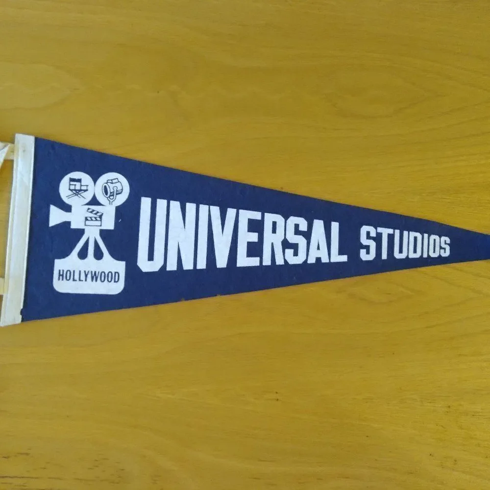 Vintage 60s Hollywood Universal Studios Pennant Flag